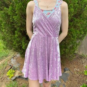 Lavender Velvet Wrap Mini Dress Size Large